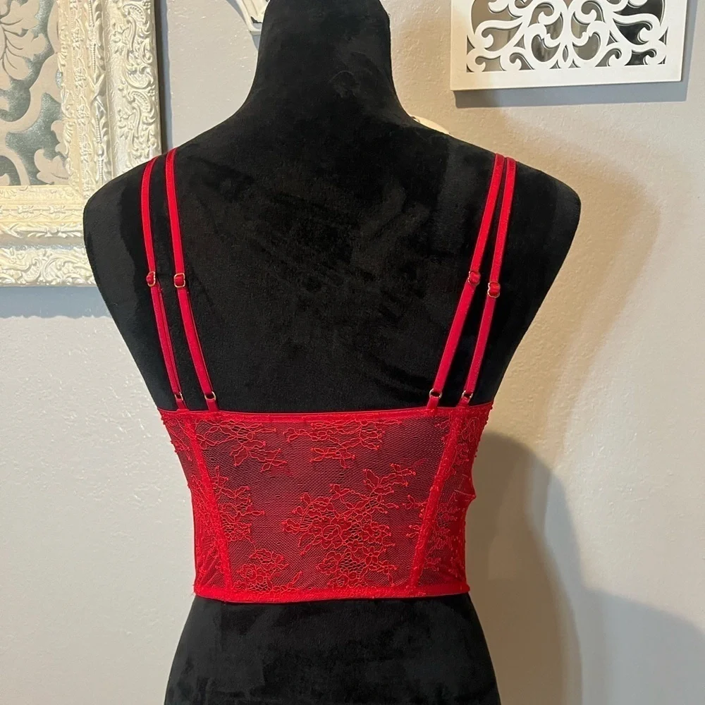 Victoria's Secret Red Lace Corset Bra 34b